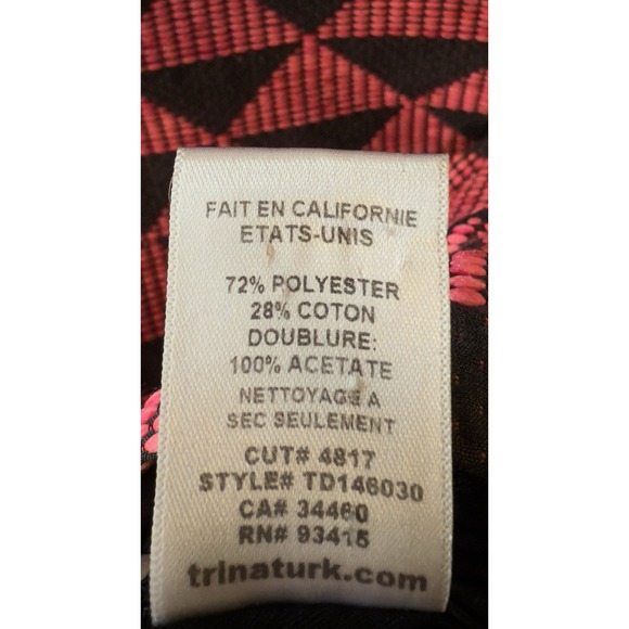 Trina Turk Leko Dress Size 10 Geo Mod Black-Pink Fully-lined Luxury Fashionable - Picture 5 of 5